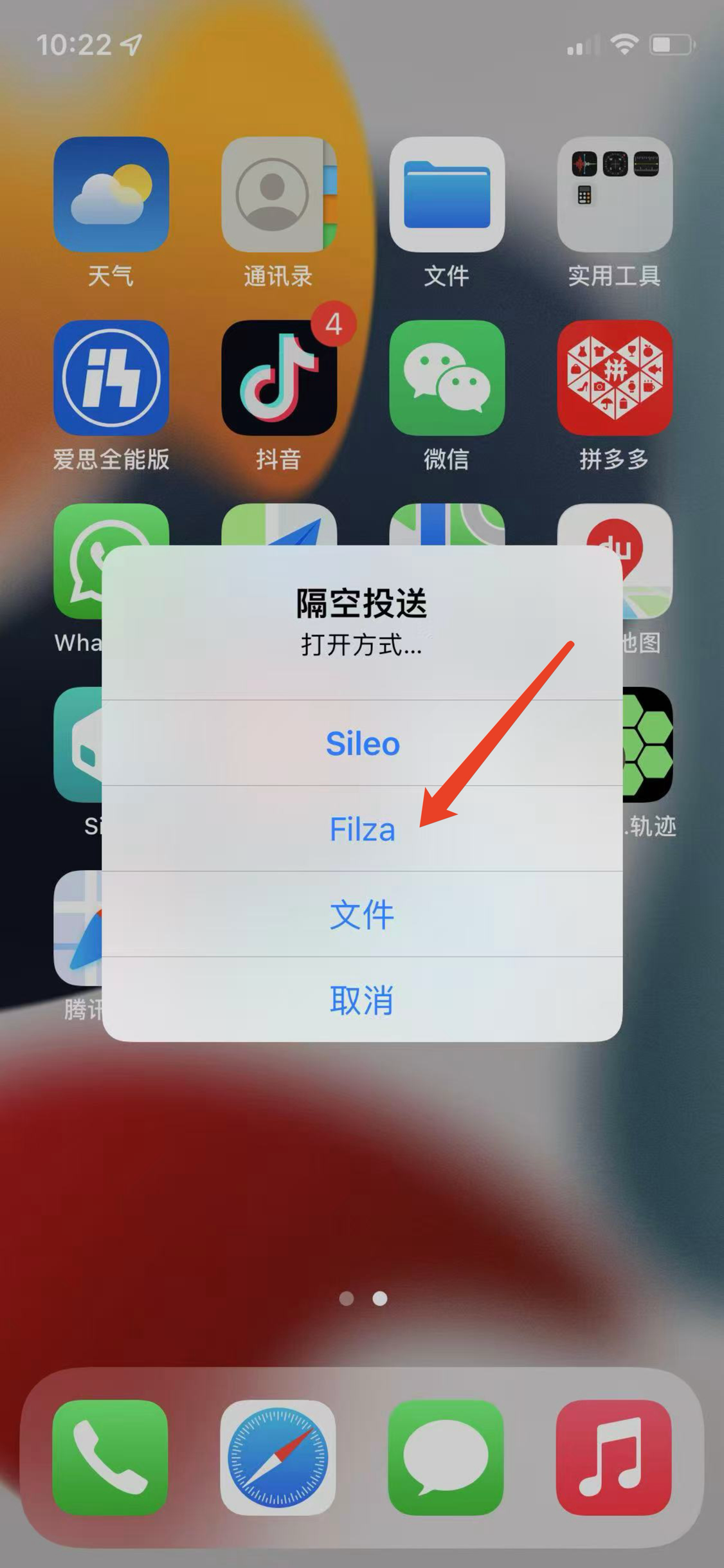 选择Filza打开 - 大黄蜂轨迹